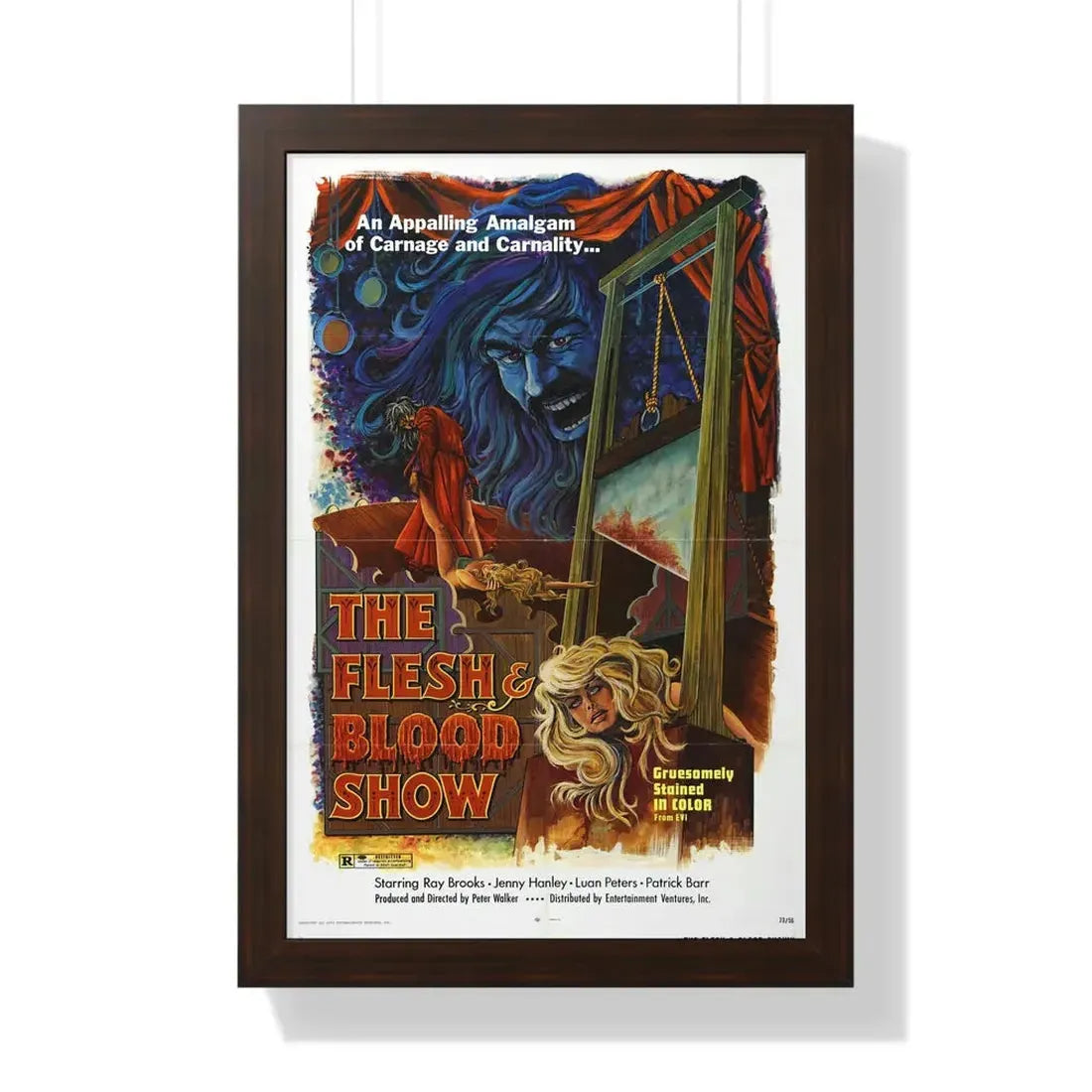 THE FLESH AND BLOOD SHOW 1972 - Framed Movie Poster 16″ x 24″ Walnut - The Sticker Space