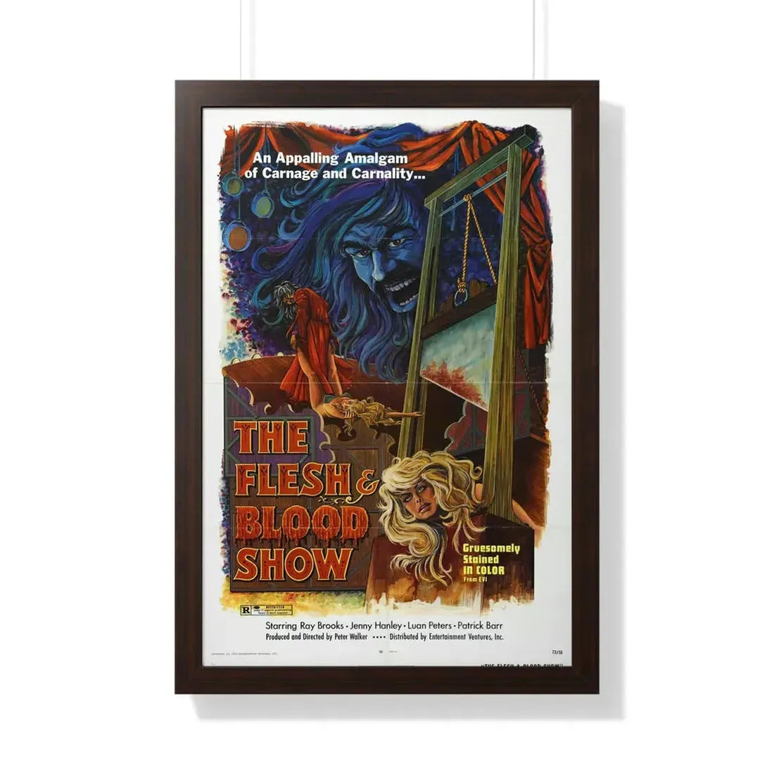 THE FLESH AND BLOOD SHOW 1972 - Framed Movie Poster 20" x 30" Walnut - The Sticker Space