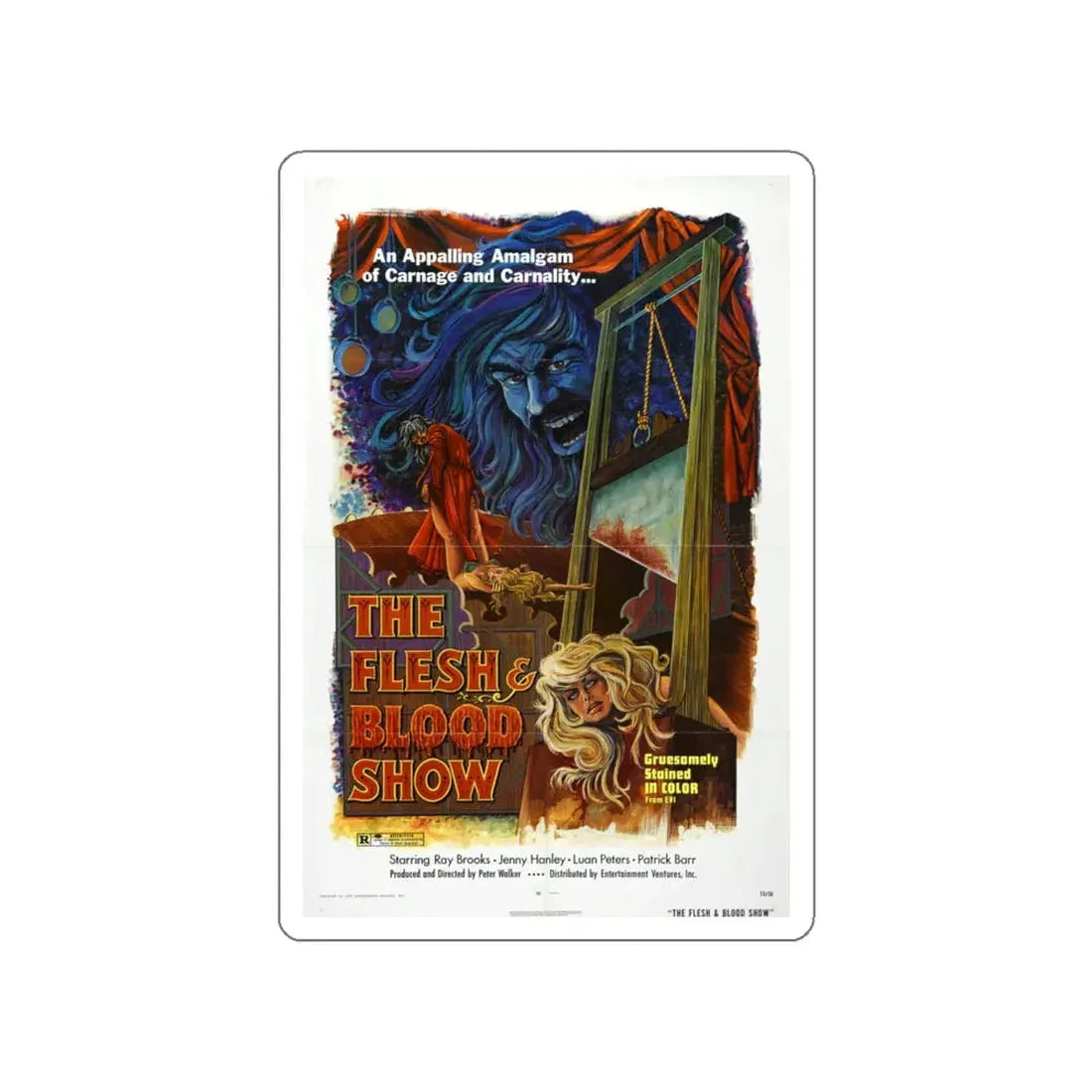 THE FLESH AND BLOOD SHOW 1972 Movie Poster STICKER Vinyl Die-Cut Decal 4 Inch - The Sticker Space