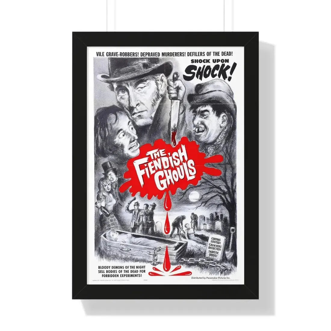 THE FLESH AND THE FIENDS 1960 - Framed Movie Poster 16″ x 24″ Black - The Sticker Space