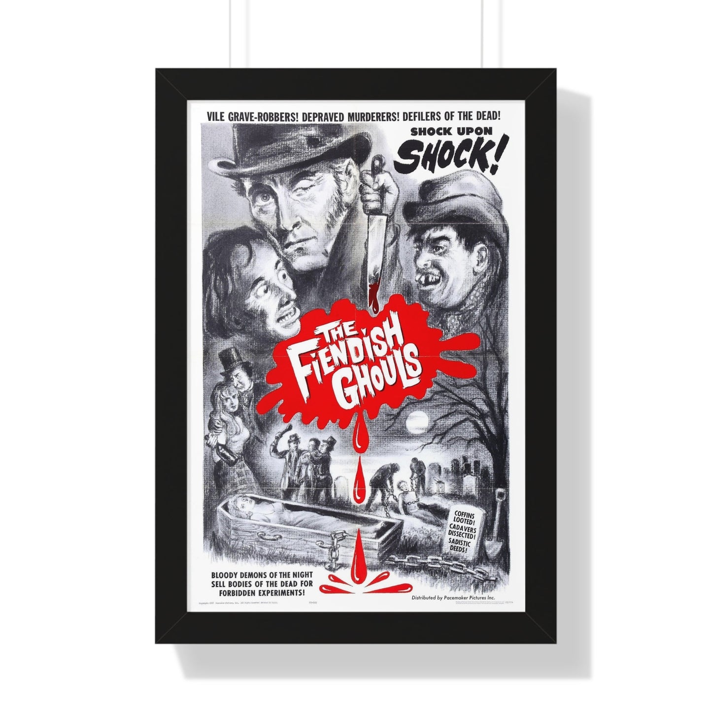 THE FLESH AND THE FIENDS 1960 - Framed Movie Poster-16″ x 24″-The Sticker Space