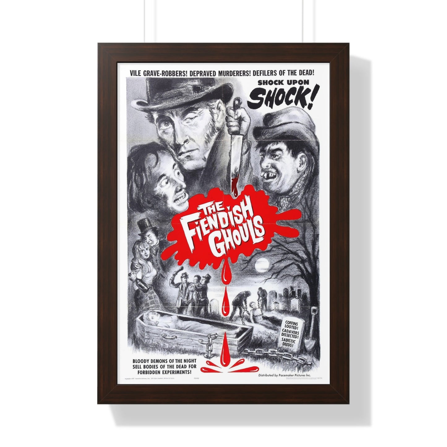 THE FLESH AND THE FIENDS 1960 - Framed Movie Poster-16″ x 24″-The Sticker Space