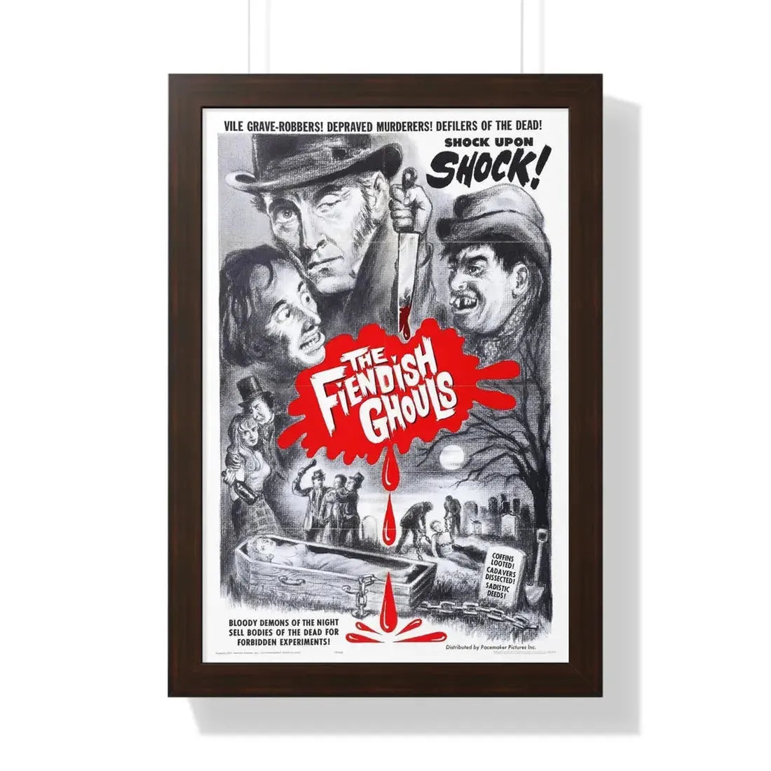 THE FLESH AND THE FIENDS 1960 - Framed Movie Poster 16″ x 24″ Walnut - The Sticker Space
