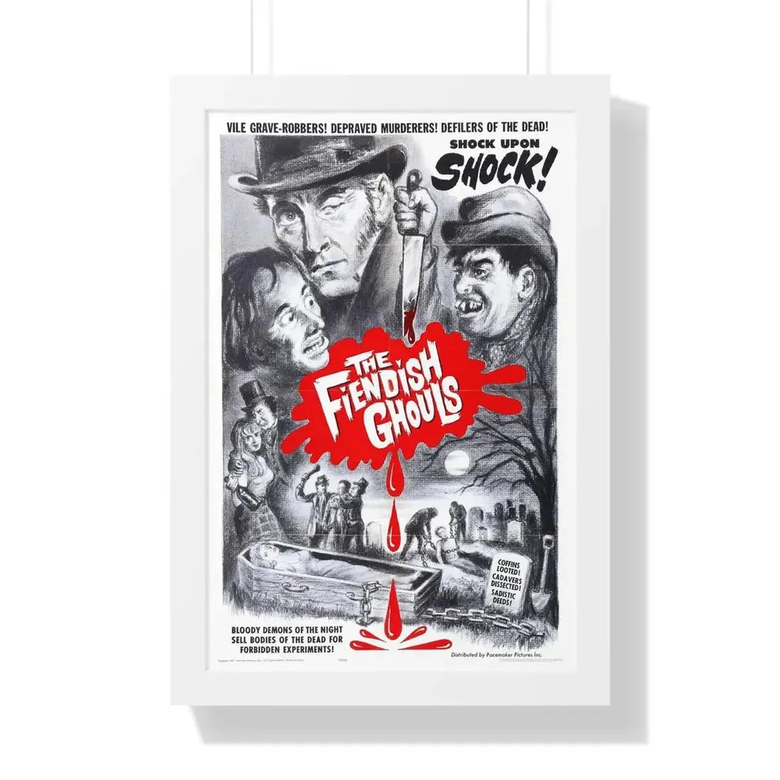 THE FLESH AND THE FIENDS 1960 - Framed Movie Poster 16″ x 24″ White - The Sticker Space