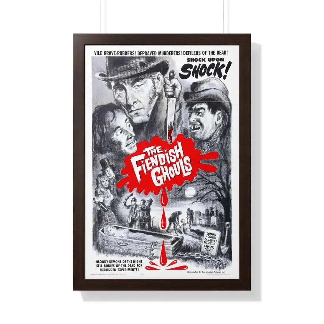 THE FLESH AND THE FIENDS 1960 - Framed Movie Poster 20" x 30" Walnut - The Sticker Space