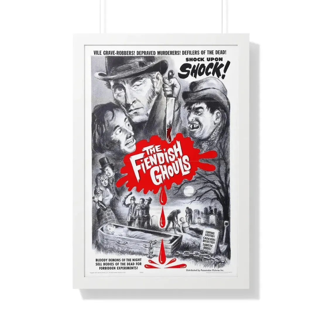 THE FLESH AND THE FIENDS 1960 - Framed Movie Poster 20" x 30" White - The Sticker Space