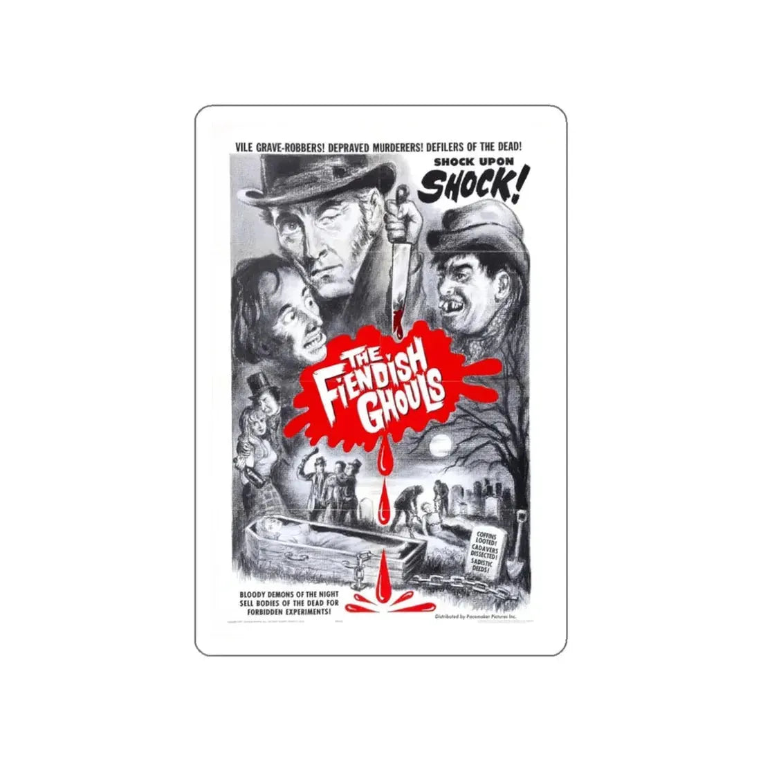 THE FLESH AND THE FIENDS 1960 Movie Poster STICKER Vinyl Die-Cut Decal 3 Inch - The Sticker Space