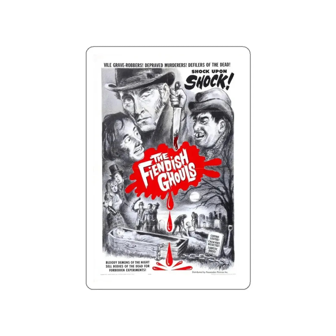 THE FLESH AND THE FIENDS 1960 Movie Poster STICKER Vinyl Die-Cut Decal 5 Inch - The Sticker Space