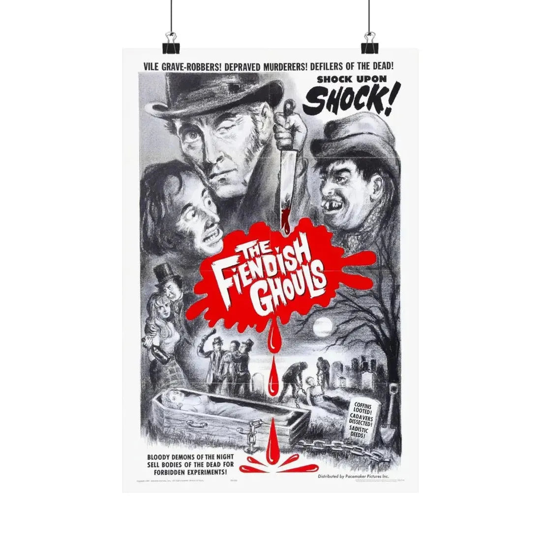 THE FLESH AND THE FIENDS 1960 - Paper Movie Poster 12″ x 18″ Matte - The Sticker Space