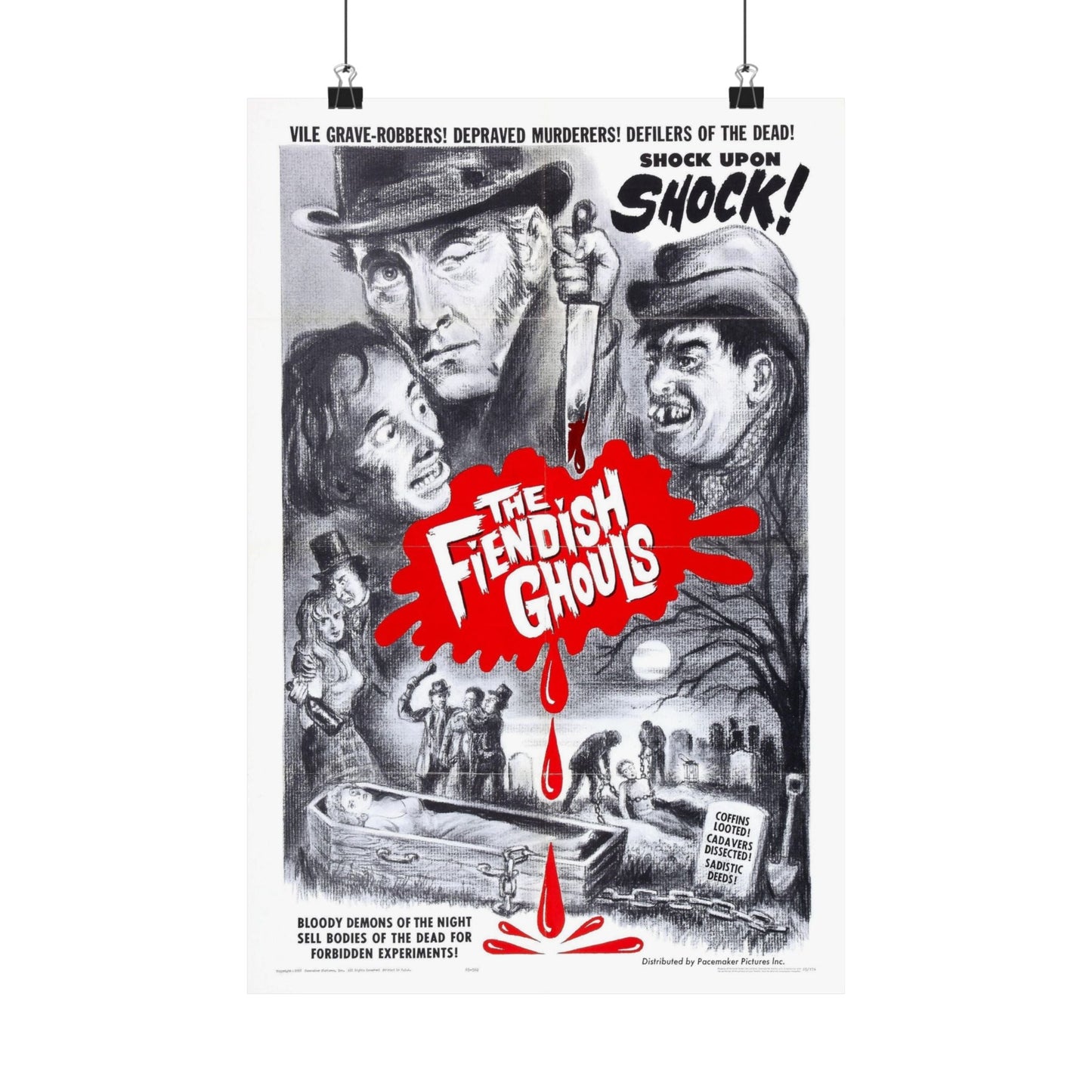 THE FLESH AND THE FIENDS 1960 - Paper Movie Poster-12″ x 18″-The Sticker Space