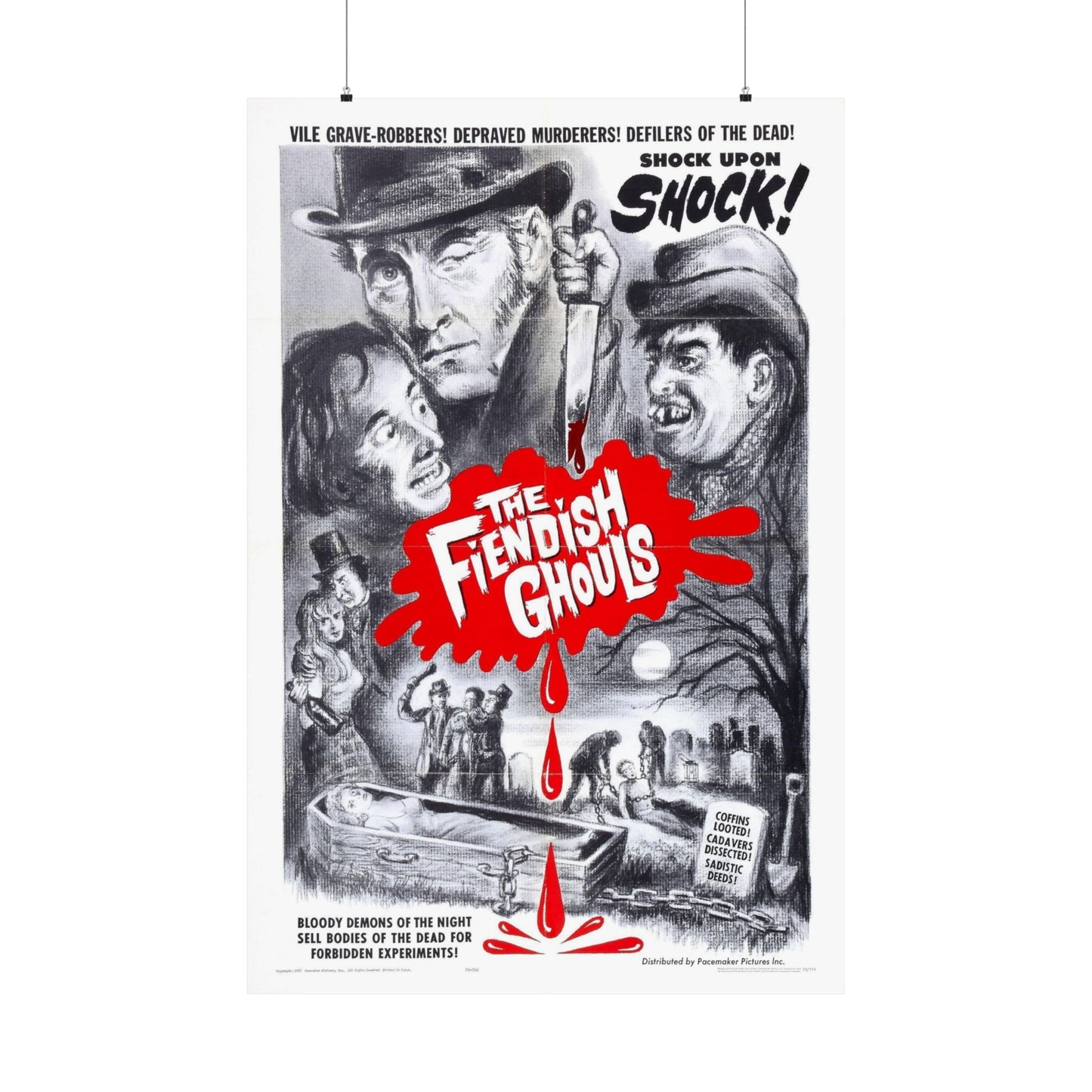 THE FLESH AND THE FIENDS 1960 - Paper Movie Poster-36" x 54"-The Sticker Space