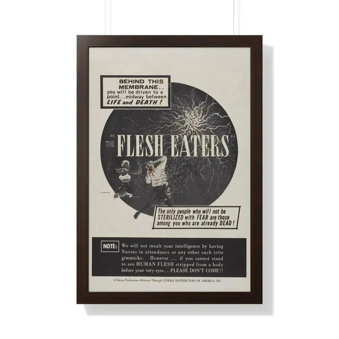 THE FLESH EATERS 1964 - Framed Movie Poster 20" x 30" Walnut - The Sticker Space