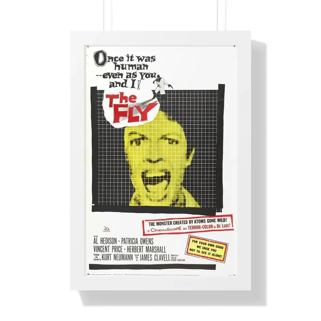 THE FLY 1958 - Framed Movie Poster 16″ x 24″ White - The Sticker Space