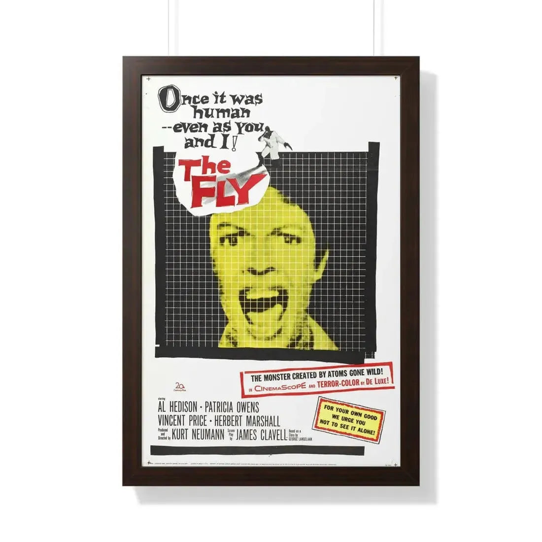 THE FLY 1958 - Framed Movie Poster 20" x 30" Walnut - The Sticker Space