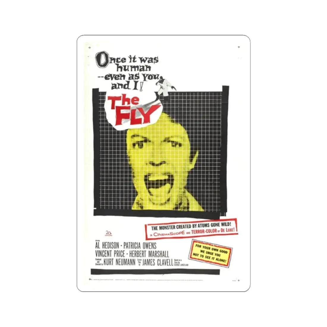 THE FLY 1958 Movie Poster - STICKER Vinyl Kiss-Cut Decal 2 Inch White - The Sticker Space