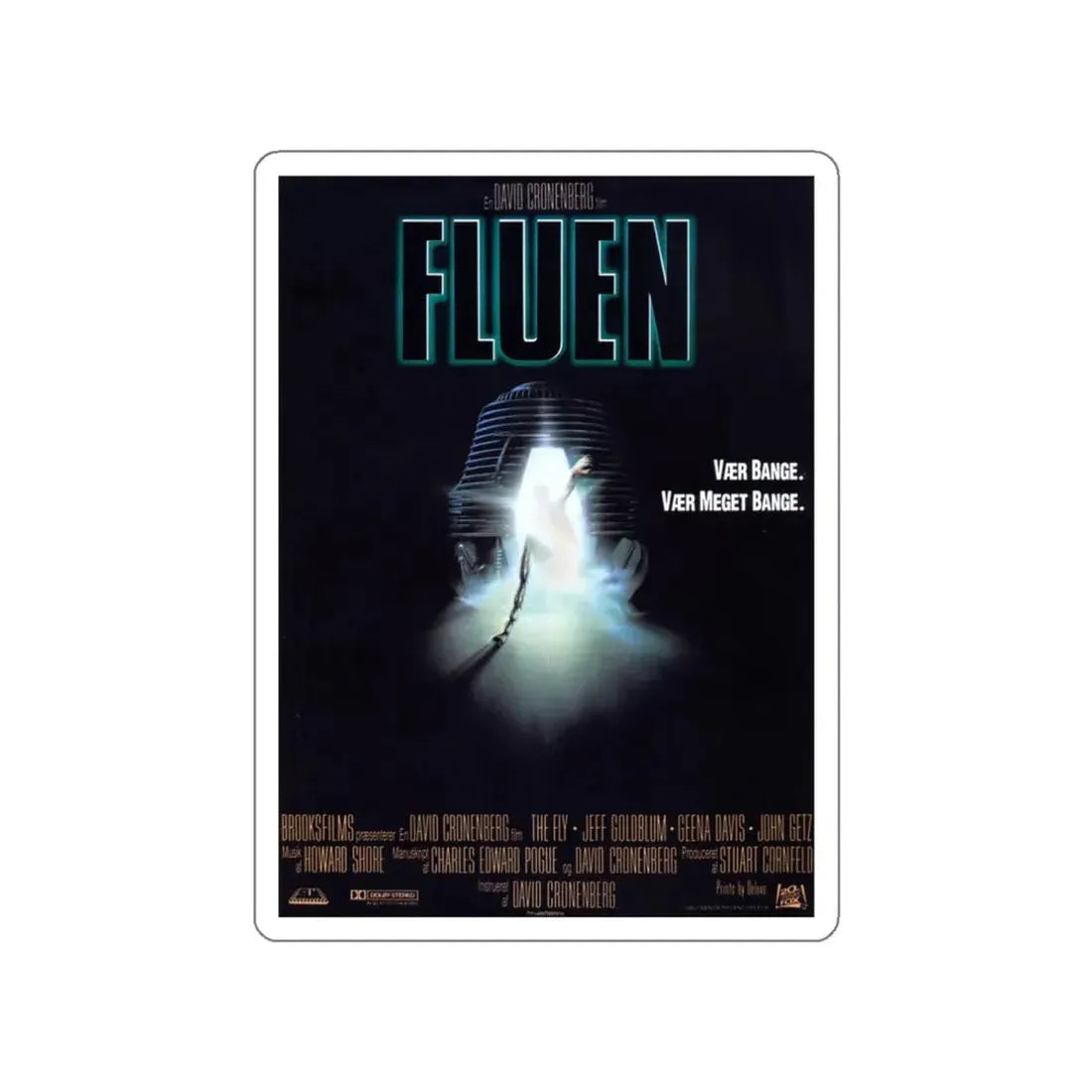 THE FLY (DANISH) 1986 Movie Poster STICKER Vinyl Die-Cut Decal 3 Inch - The Sticker Space