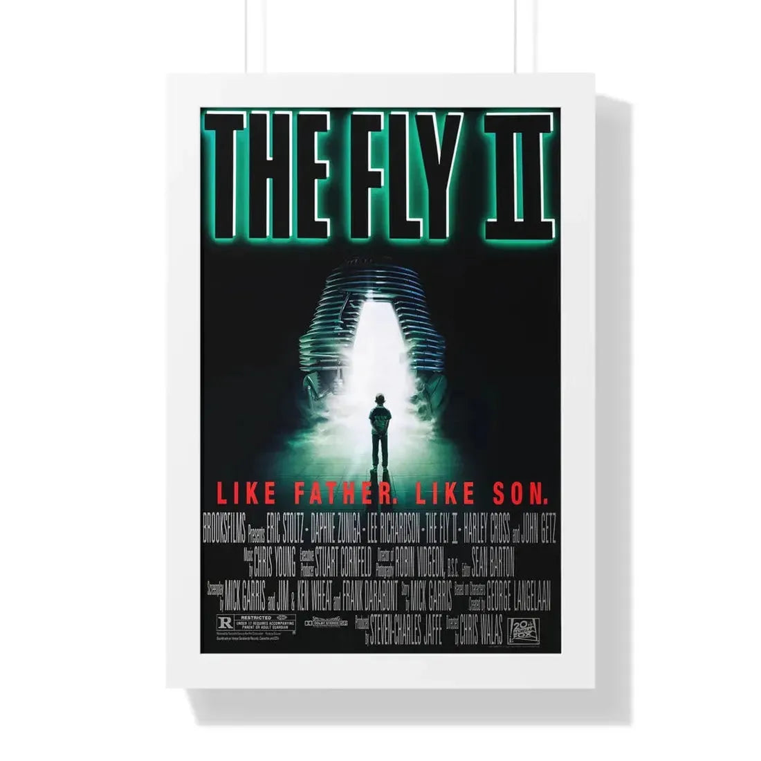 THE FLY II 1989 - Framed Movie Poster 16″ x 24″ White - The Sticker Space