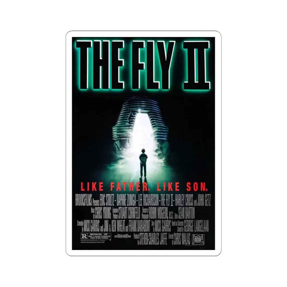 The Fly II 1989 Movie Poster - STICKER Vinyl Kiss-Cut Decal 6 Inch White - The Sticker Space