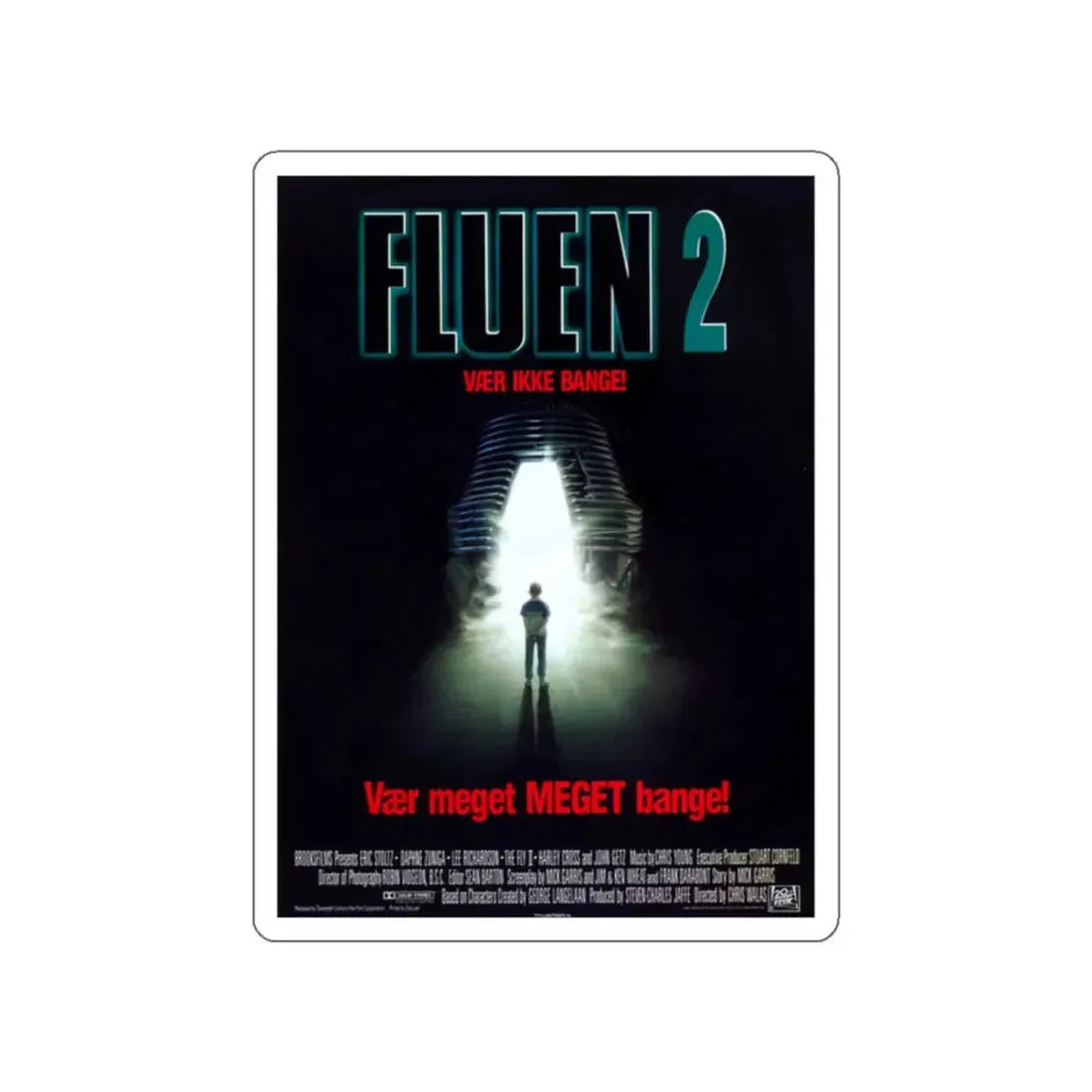 THE FLY II (DANISH) 1989 Movie Poster STICKER Vinyl Die-Cut Decal 2 Inch - The Sticker Space
