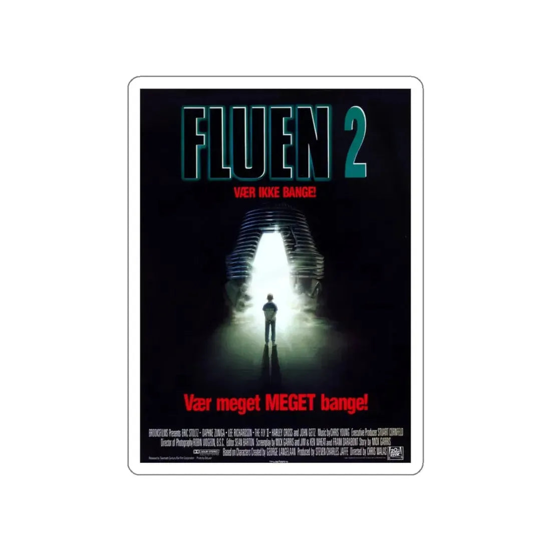 THE FLY II (DANISH) 1989 Movie Poster STICKER Vinyl Die-Cut Decal 3 Inch - The Sticker Space