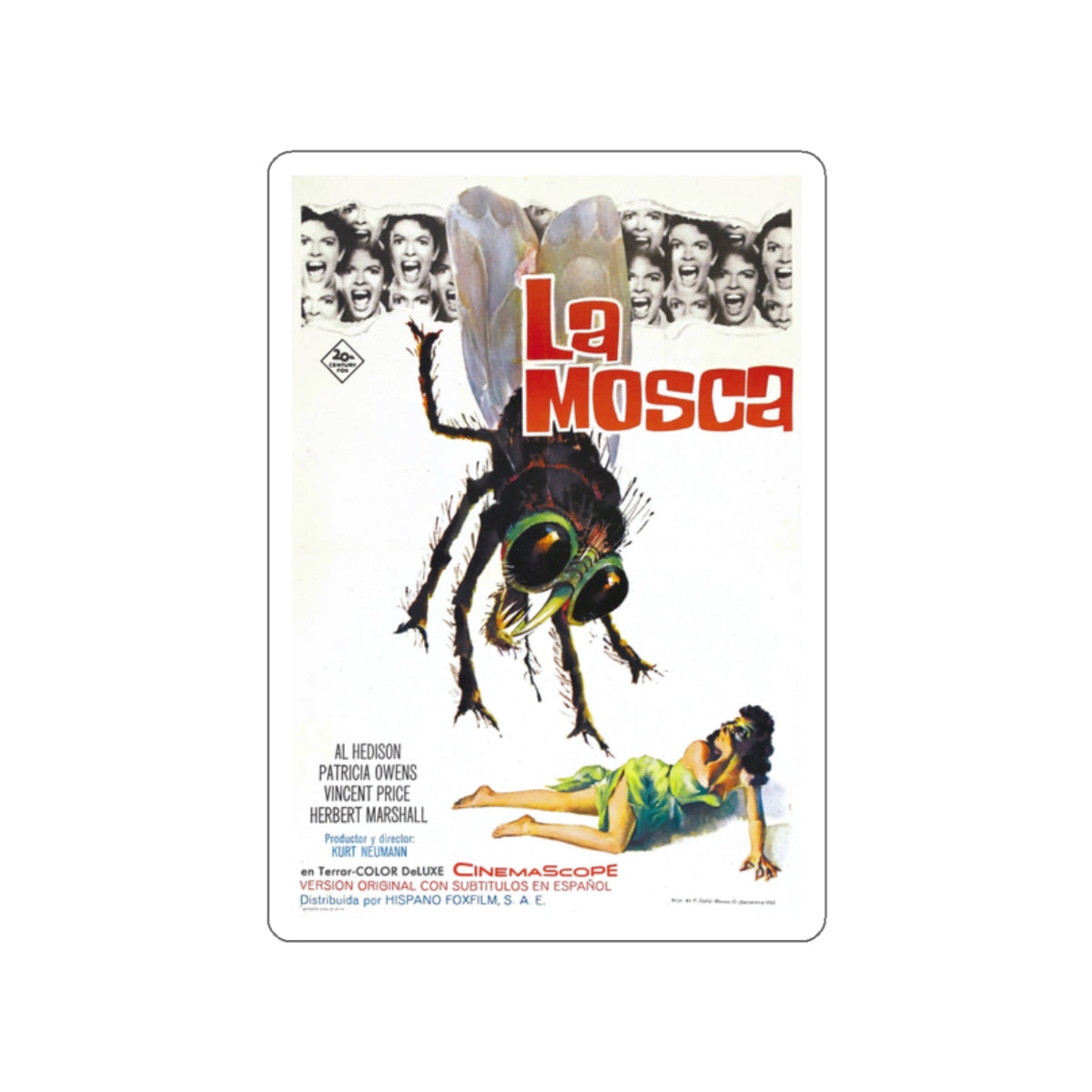 THE FLY (SPANISH) 1958 Movie Poster STICKER Vinyl Die-Cut Decal-White-The Sticker Space