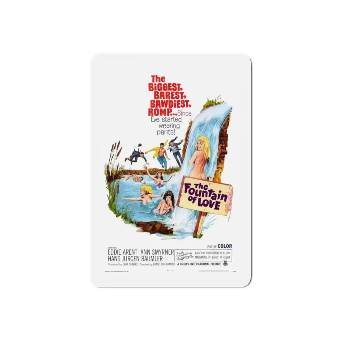 THE FOUNTAIN OF LOVE 1966 Movie Poster - Refrigerator Magnet 4 Inch Die-Cut - The Sticker Space