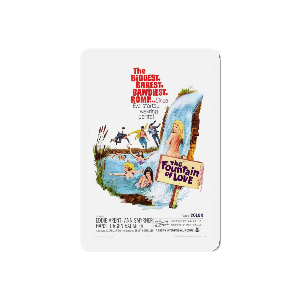 THE FOUNTAIN OF LOVE 1966 Movie Poster - Refrigerator Magnet-5" x 5"-The Sticker Space