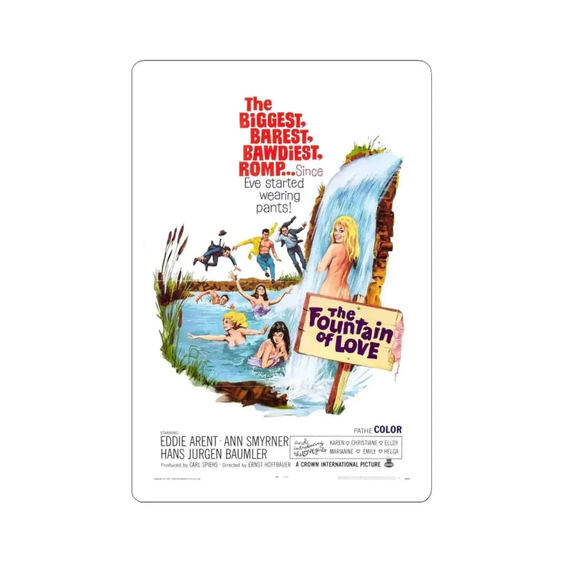 THE FOUNTAIN OF LOVE 1966 Movie Poster - STICKER Vinyl Kiss-Cut Decal 3 Inch White - The Sticker Space