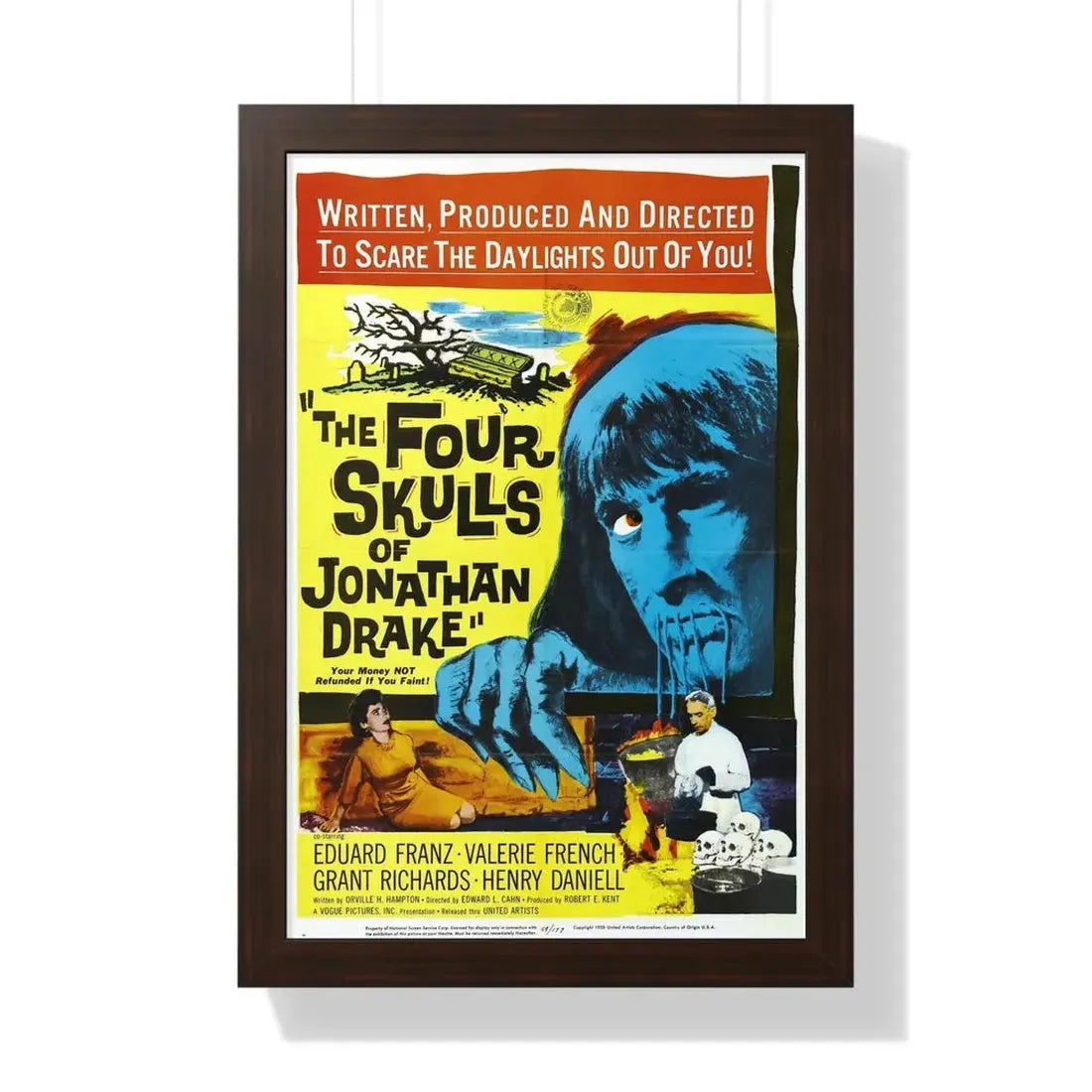 THE FOUR SKULLS OF JONATHAN DRAKE 1959 - Framed Movie Poster 16″ x 24″ Walnut - The Sticker Space