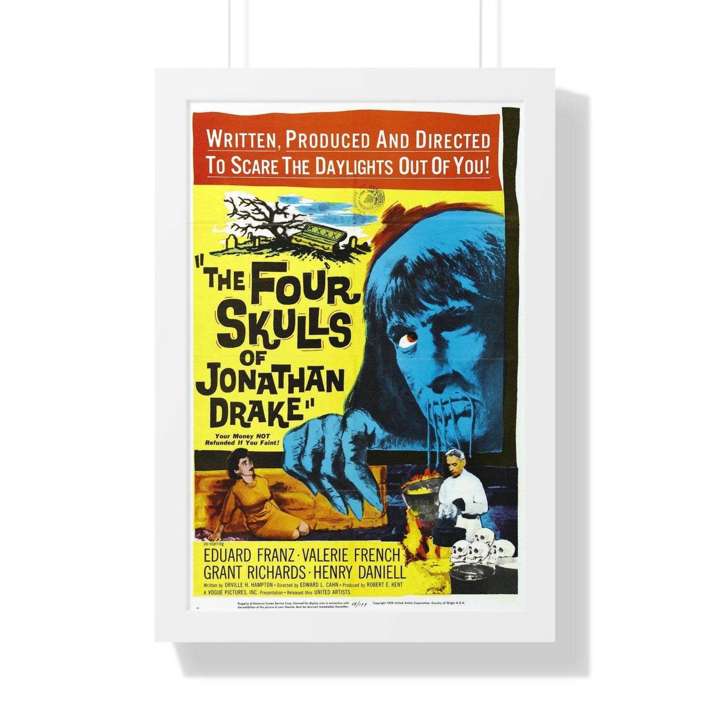 THE FOUR SKULLS OF JONATHAN DRAKE 1959 - Framed Movie Poster-16″ x 24″-The Sticker Space