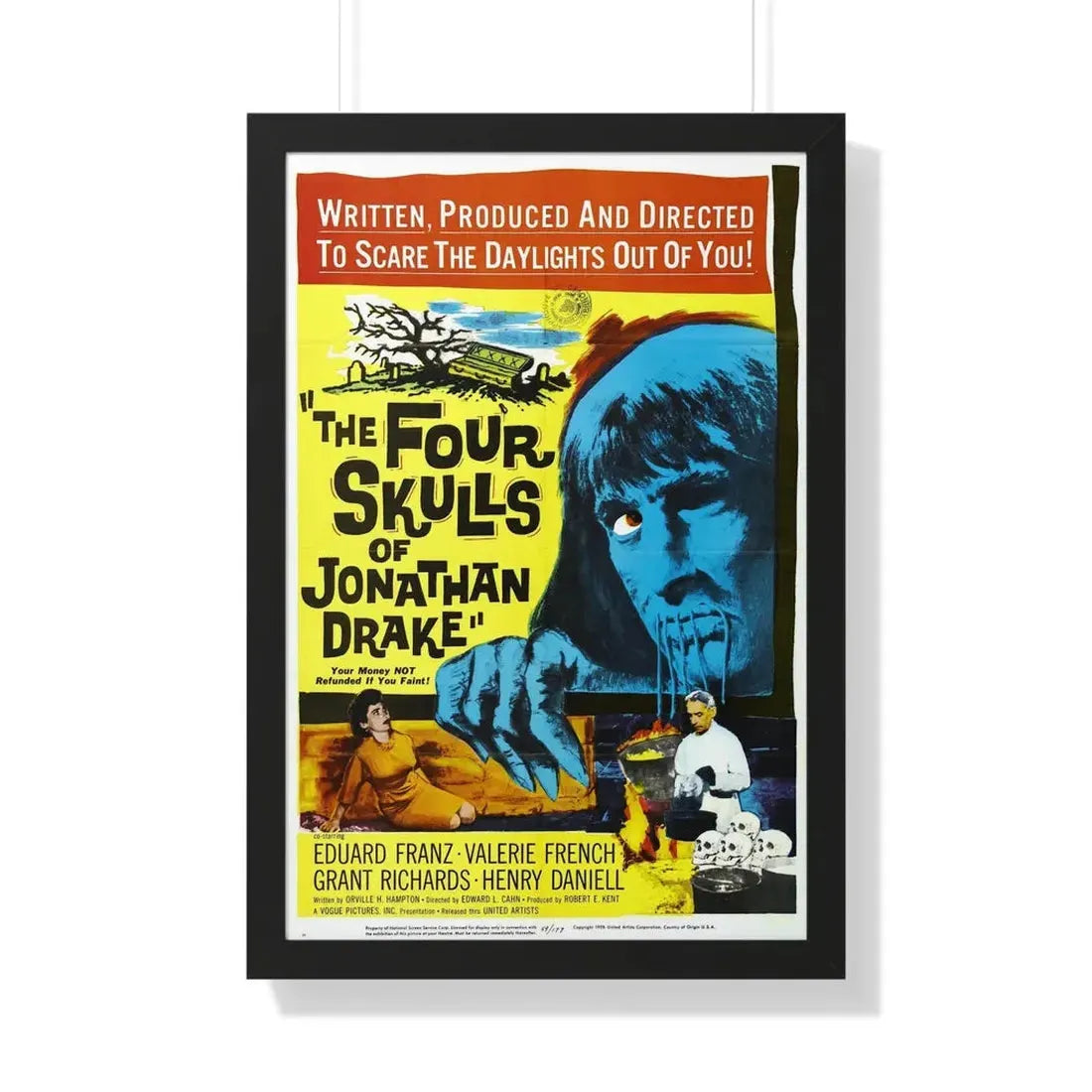 THE FOUR SKULLS OF JONATHAN DRAKE 1959 - Framed Movie Poster 20" x 30" Black - The Sticker Space