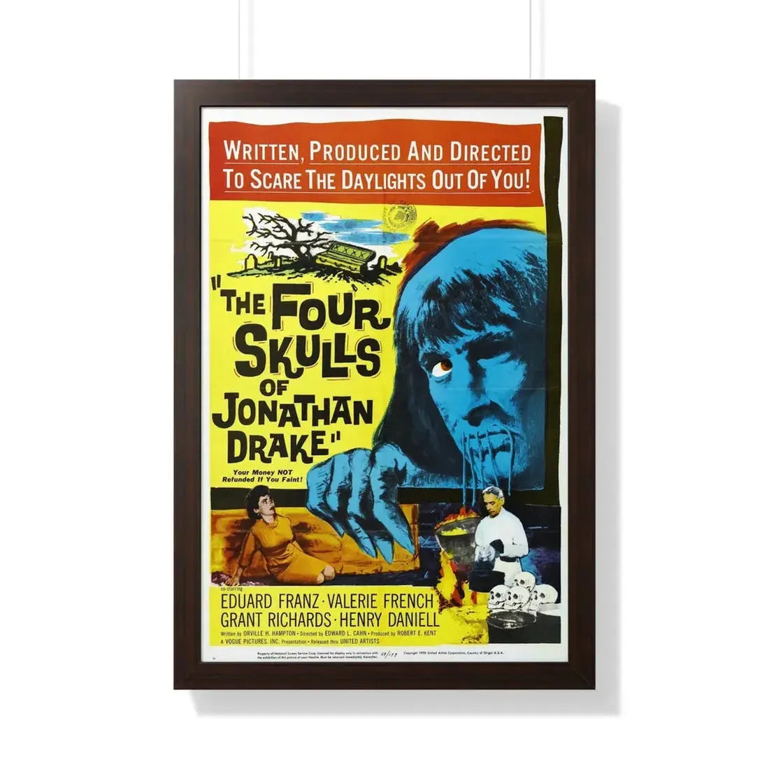 THE FOUR SKULLS OF JONATHAN DRAKE 1959 - Framed Movie Poster 20" x 30" Walnut - The Sticker Space
