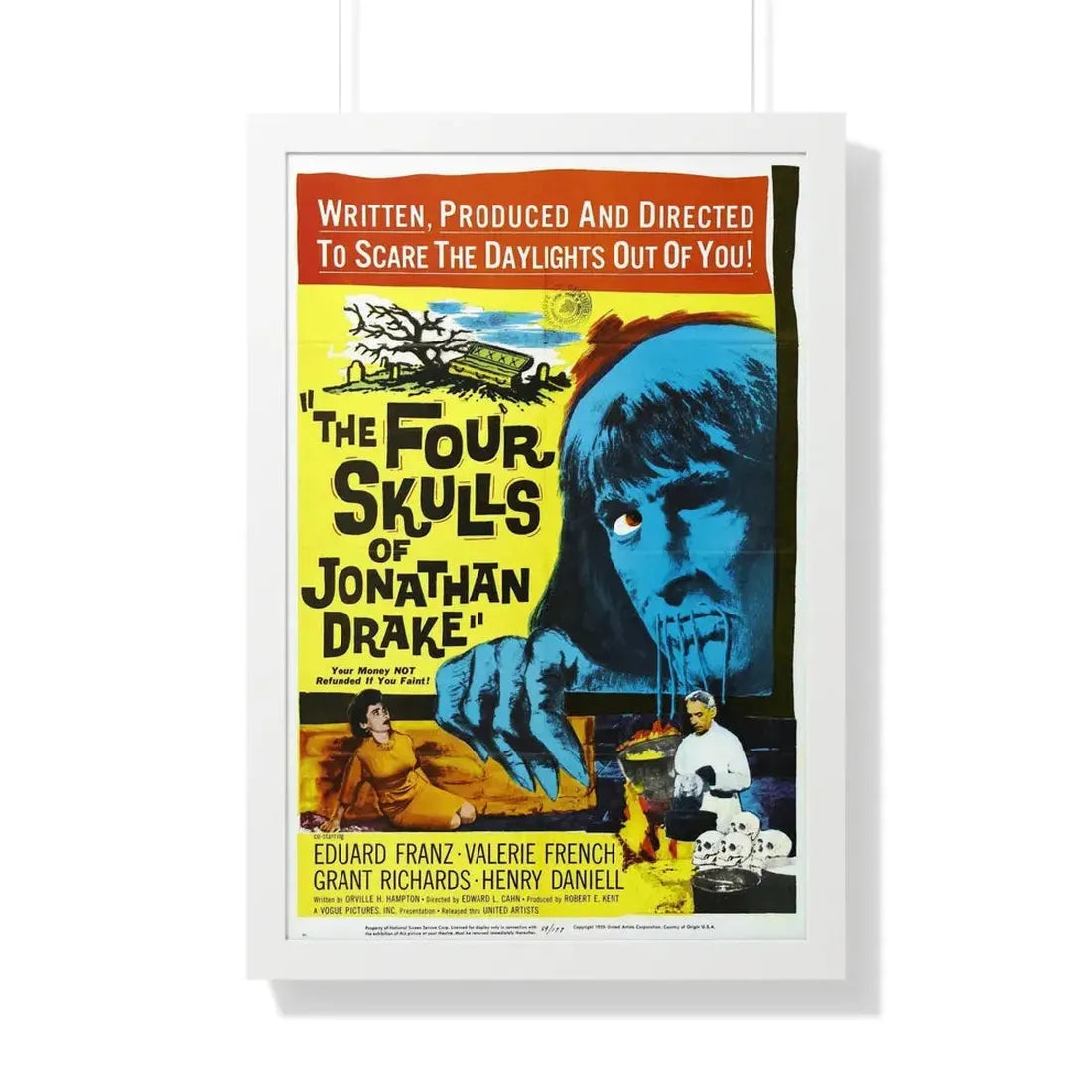 THE FOUR SKULLS OF JONATHAN DRAKE 1959 - Framed Movie Poster 20" x 30" White - The Sticker Space