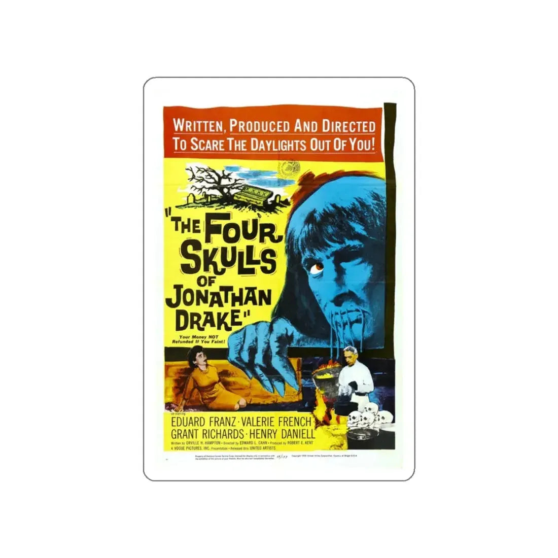 THE FOUR SKULLS OF JONATHAN DRAKE 1959 Movie Poster STICKER Vinyl Die-Cut Decal 3 Inch - The Sticker Space