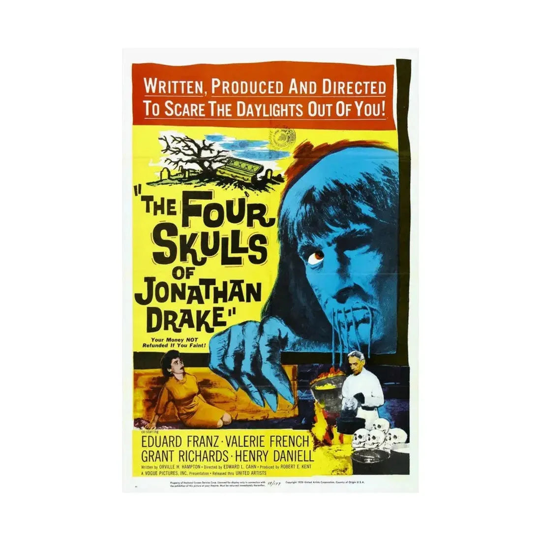 THE FOUR SKULLS OF JONATHAN DRAKE 1959 - Paper Movie Poster - The Sticker Space