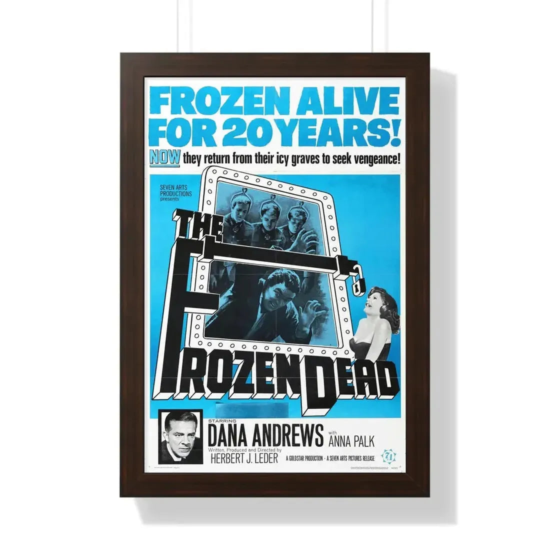 THE FROZEN DEAD 1966 - Framed Movie Poster 16″ x 24″ Walnut - The Sticker Space