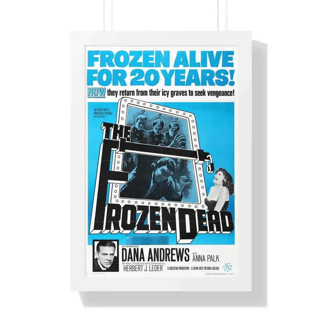 THE FROZEN DEAD 1966 - Framed Movie Poster 16″ x 24″ White - The Sticker Space