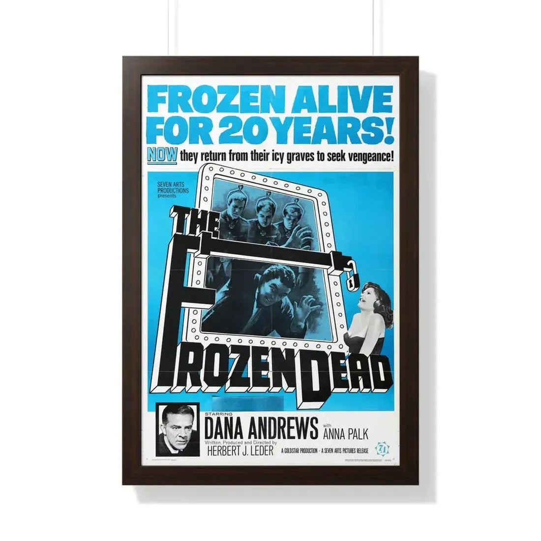 THE FROZEN DEAD 1966 - Framed Movie Poster 20" x 30" Walnut - The Sticker Space