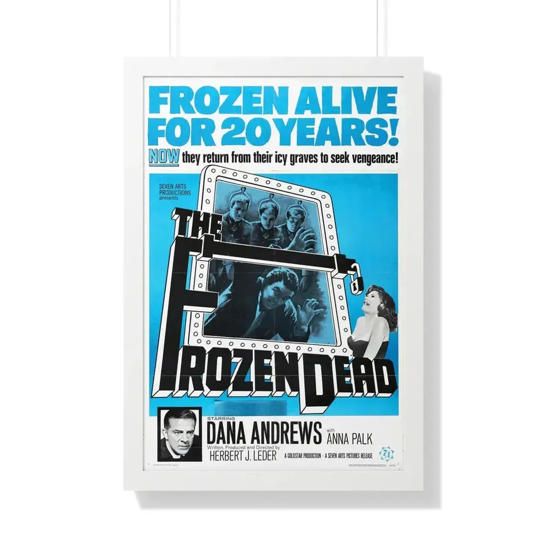 THE FROZEN DEAD 1966 - Framed Movie Poster 20" x 30" White - The Sticker Space