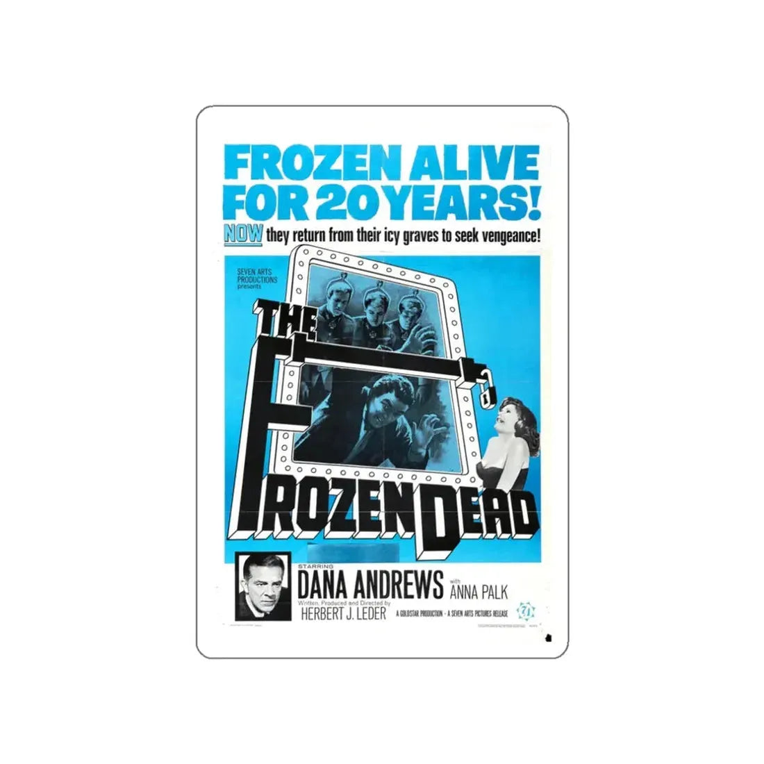 THE FROZEN DEAD 1966 Movie Poster STICKER Vinyl Die-Cut Decal 3 Inch - The Sticker Space