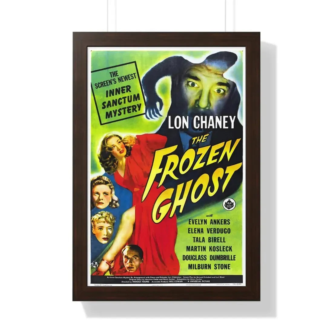 THE FROZEN GHOST 1945 - Framed Movie Poster 16″ x 24″ Walnut - The Sticker Space