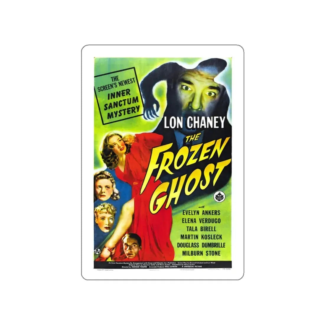 THE FROZEN GHOST 1945 Movie Poster STICKER Vinyl Die-Cut Decal 6 Inch - The Sticker Space