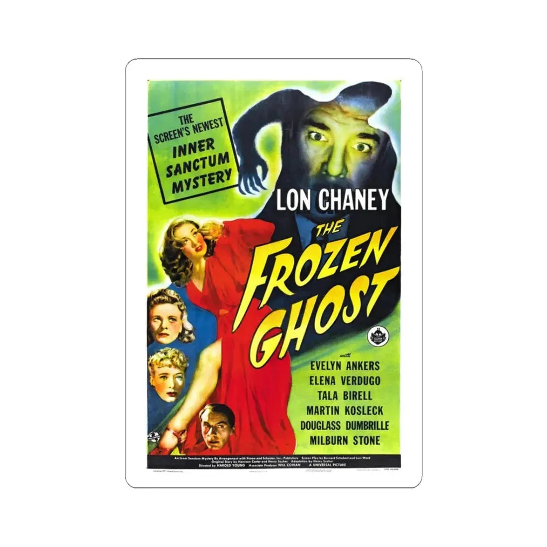 THE FROZEN GHOST 1945 Movie Poster - STICKER Vinyl Kiss-Cut Decal 3 Inch White - The Sticker Space