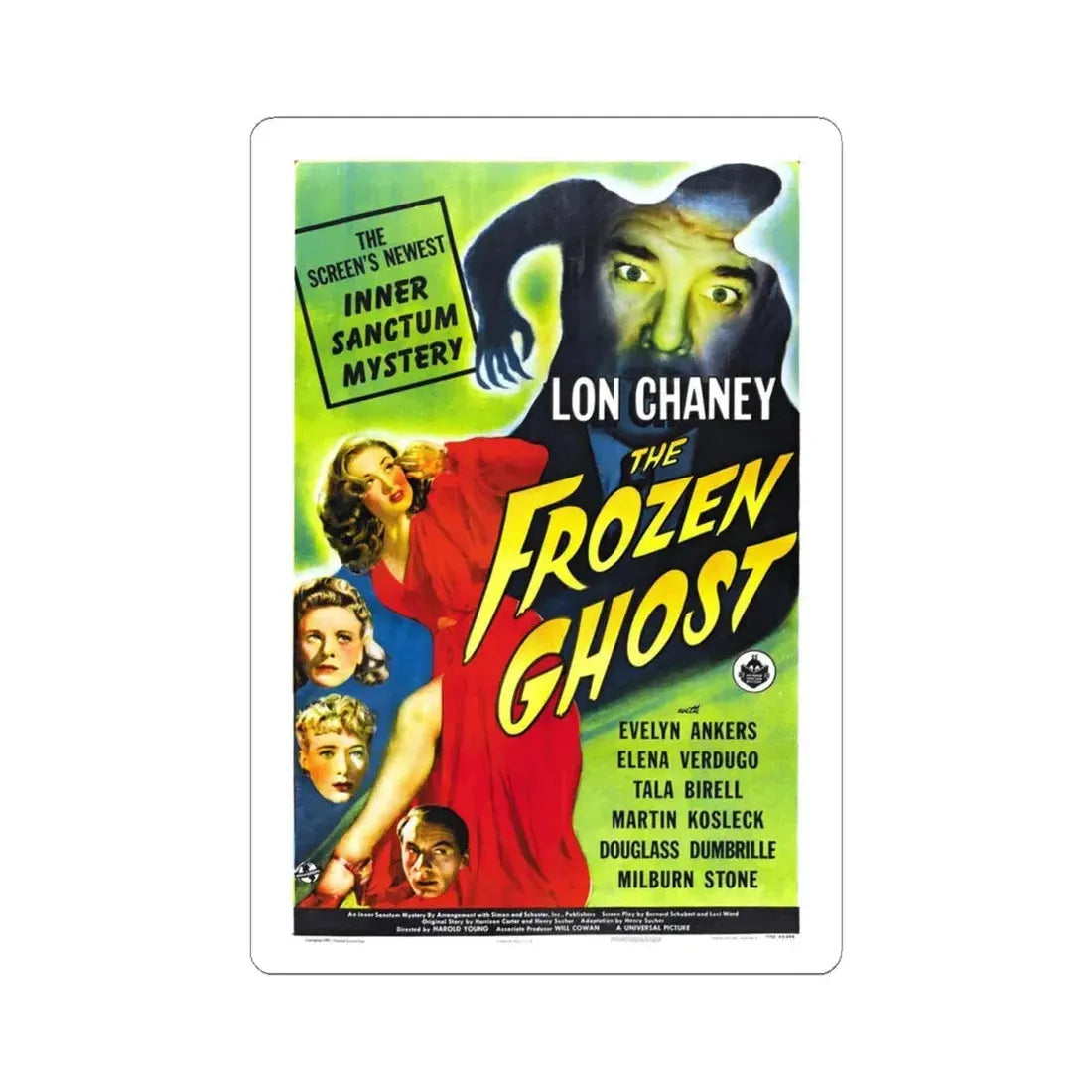 THE FROZEN GHOST 1945 Movie Poster - STICKER Vinyl Kiss-Cut Decal 4 Inch White - The Sticker Space