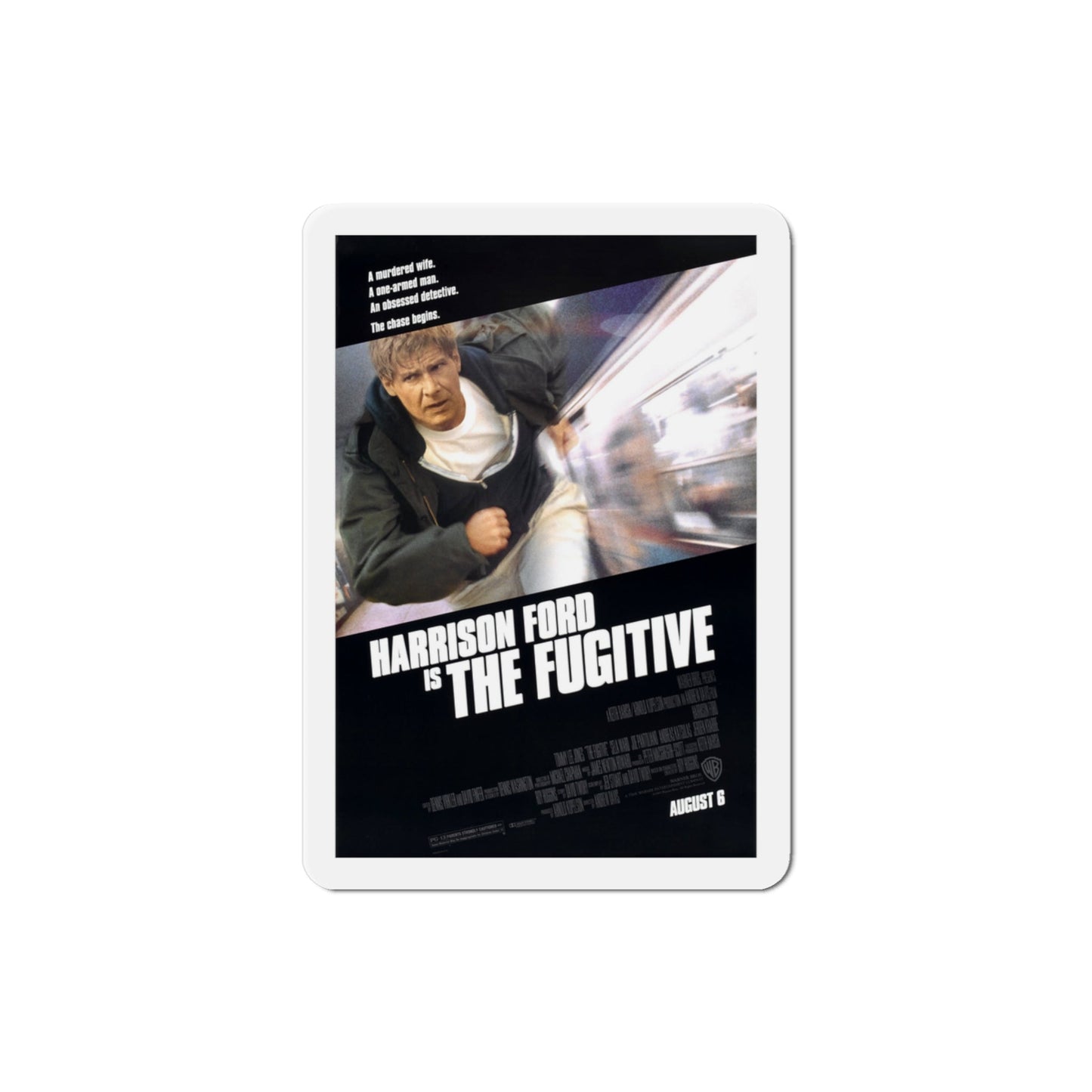 The Fugitive 1993 Movie Poster Die-Cut Magnet-3" x 3"-The Sticker Space