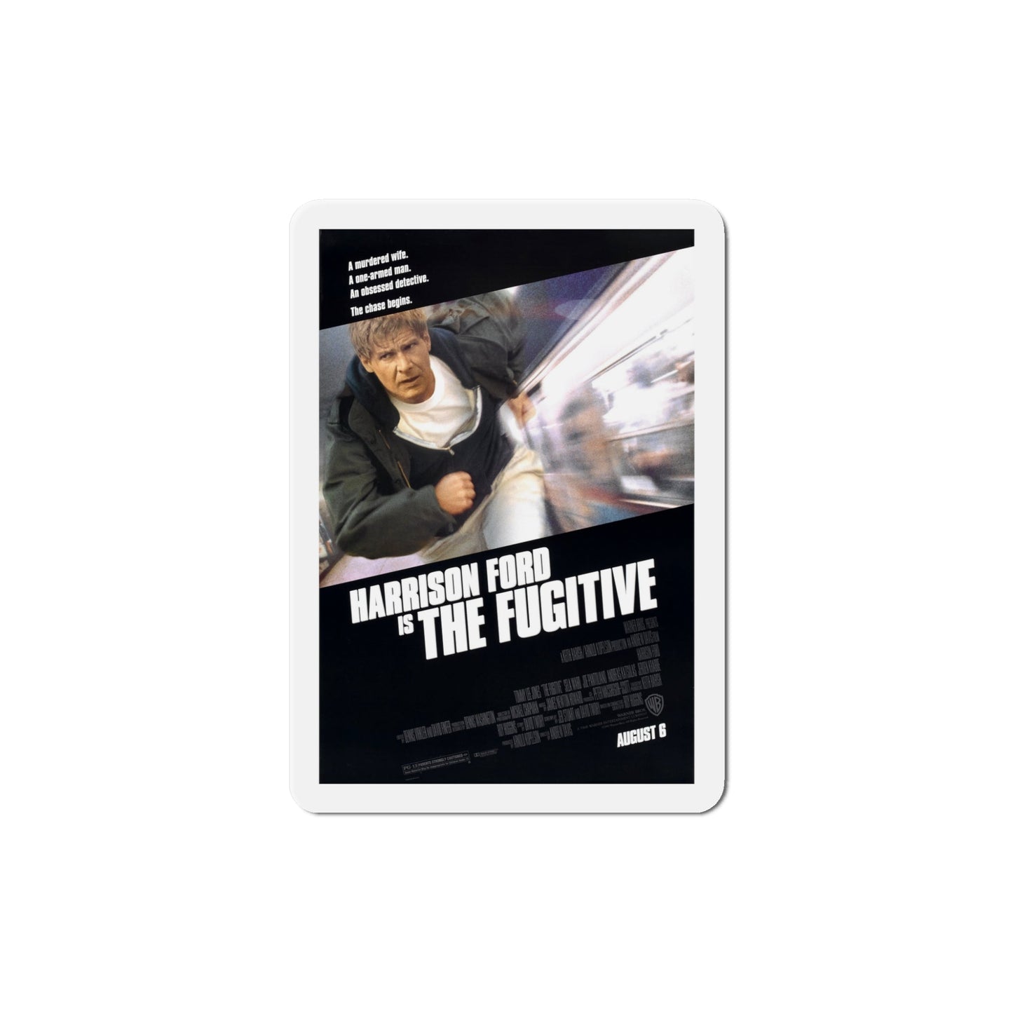 The Fugitive 1993 Movie Poster Die-Cut Magnet-5" x 5"-The Sticker Space