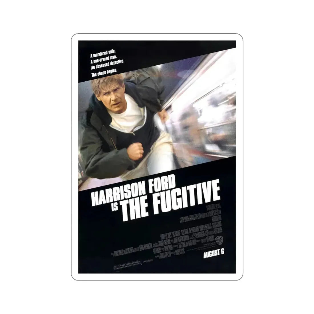The Fugitive 1993 Movie Poster STICKER Vinyl Die-Cut Decal 6 Inch - The Sticker Space