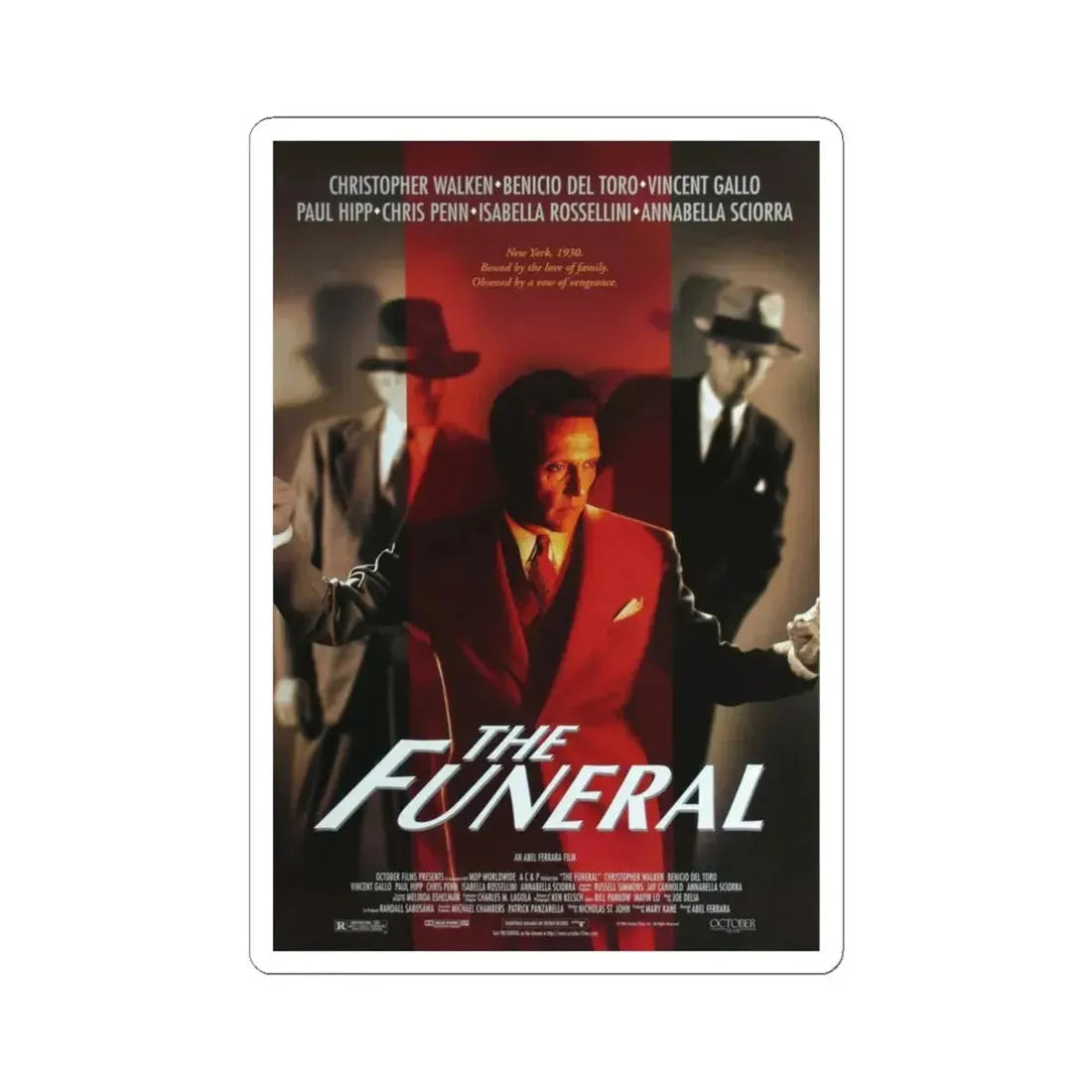 The Funeral 1996 Movie Poster - STICKER Vinyl Kiss-Cut Decal 6 Inch White - The Sticker Space
