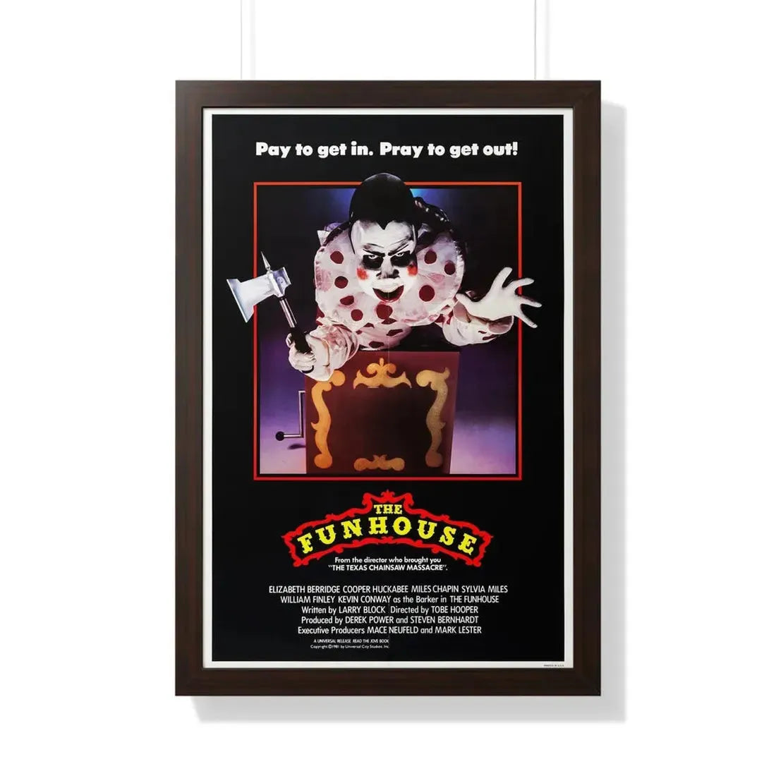 THE FUNHOUSE 1981 - Framed Movie Poster 20" x 30" Walnut - The Sticker Space