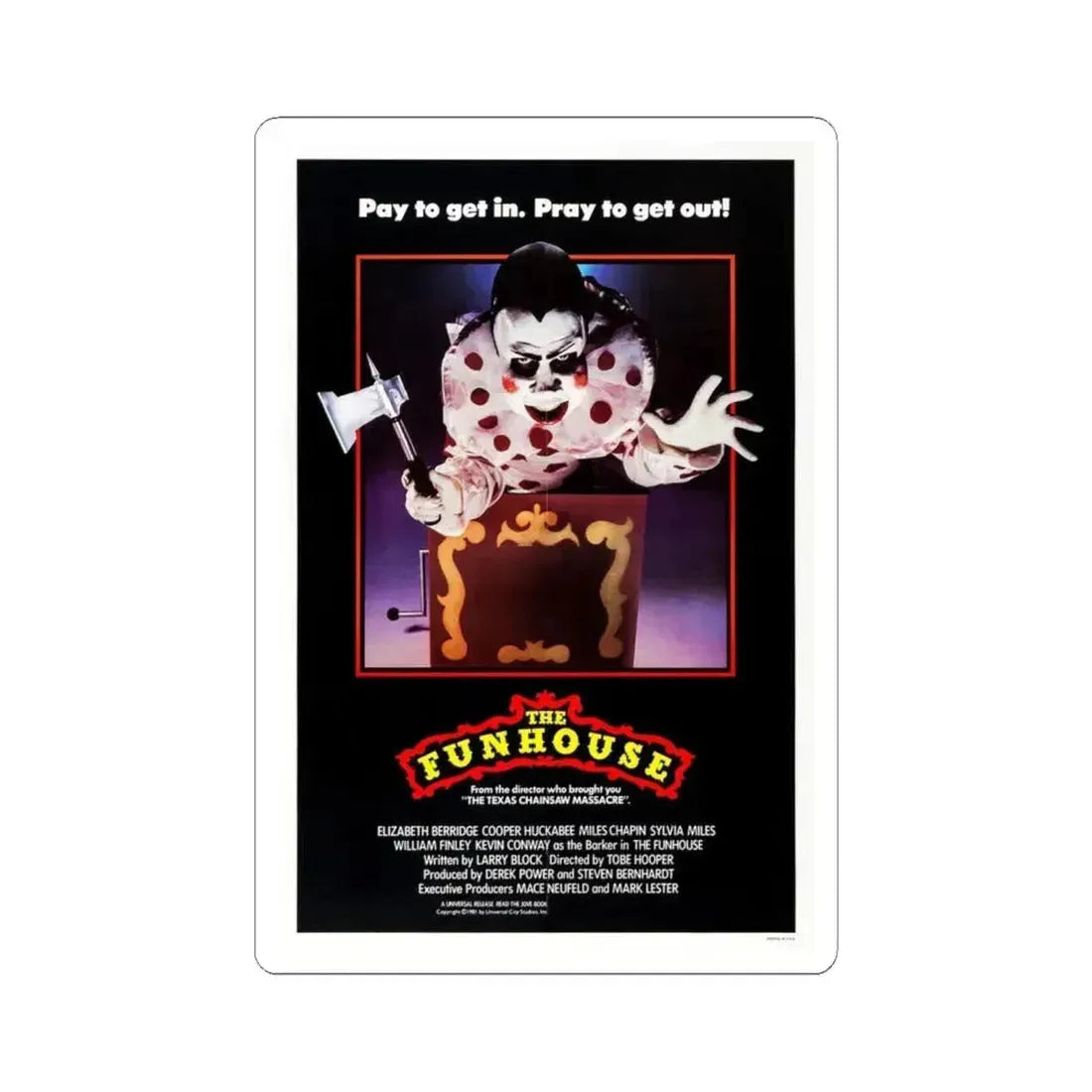 THE FUNHOUSE 1981 Movie Poster - STICKER Vinyl Kiss-Cut Decal 6 Inch White - The Sticker Space
